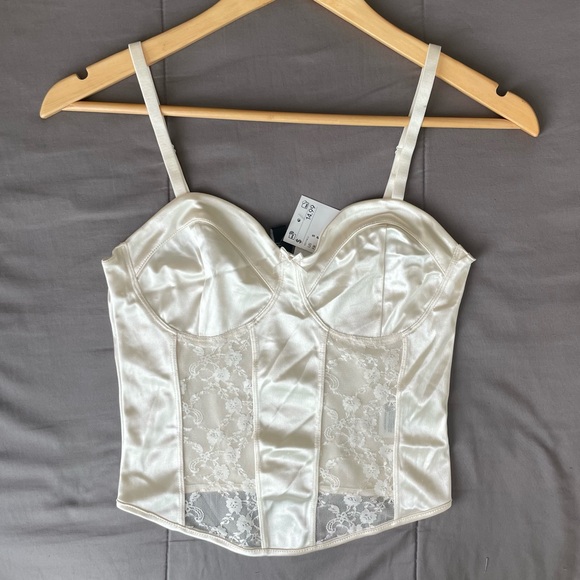 H&M Tops - H&M White Silk Lace Corset Strappy Top